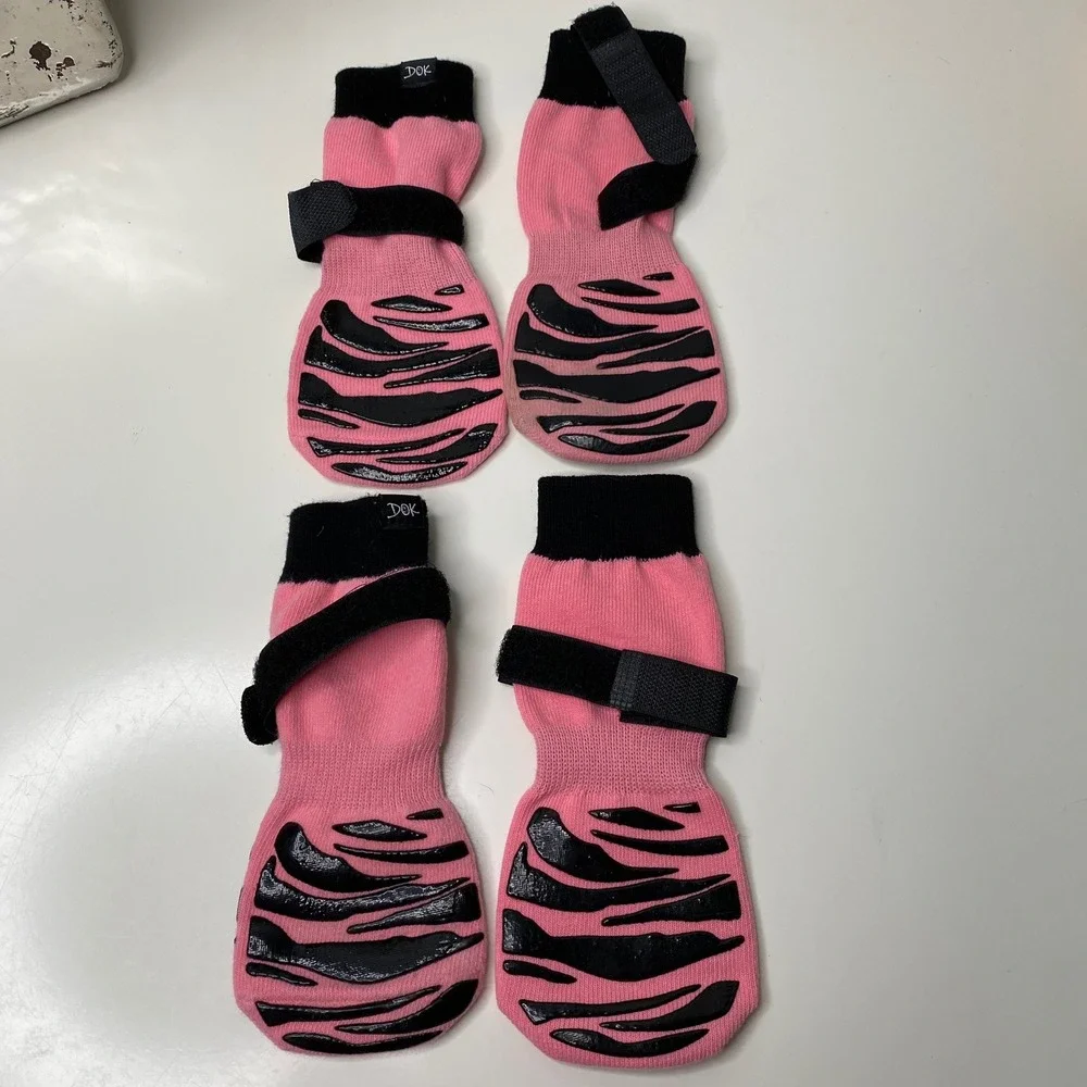 DOK TigerToes Premium‎ Non-Slip  Dog Socks Sassy Pink XL